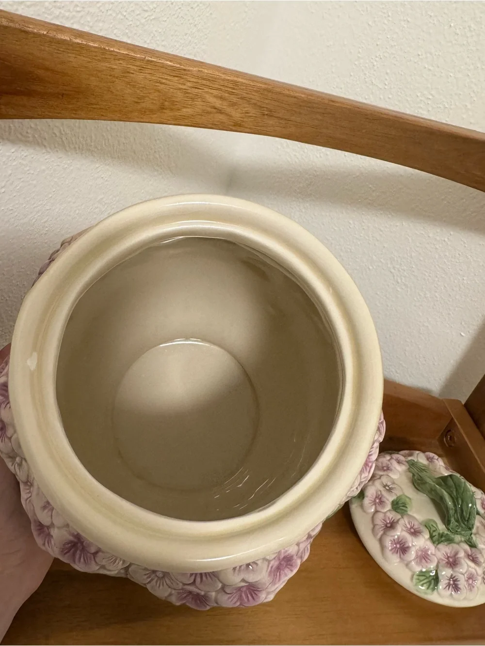 Floral Hydrangea Ceramic Cookie Jar - Pink and Green